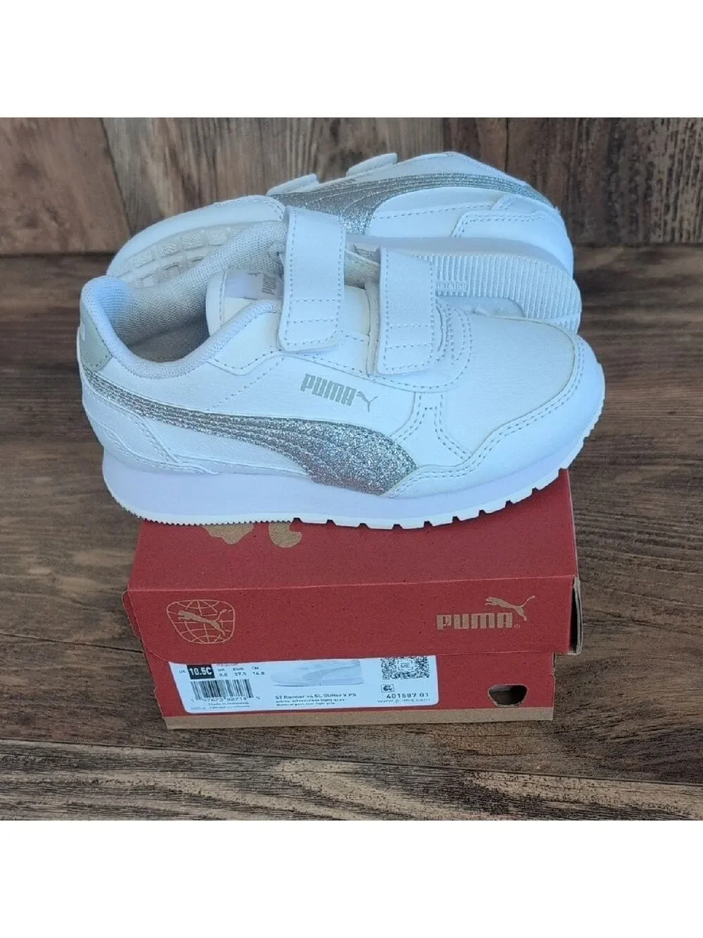 NIB Puma Kids Close ST Runner v4 SL Glitter V PS Sneakers      401587-01